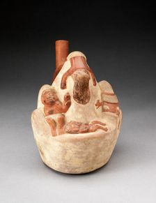 Handle Spout Vessel in the Form of a Mountain with Deceased Human Figures and..., 100 B.C./A.D. 500. Creator: Unknown