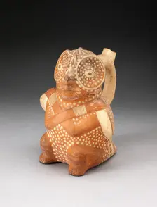 Handle Spout Vessel in the Form of a Anthropomorphic Owl with Arms Crossed over..., 100 BC-AD 500. Creator: Unknown