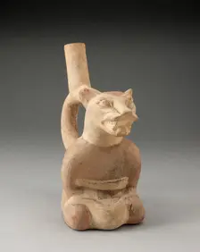 Handle Spout Vessel in the Form of a Cat Man, 100 B.C./A.D. 500. Creator: Unknown