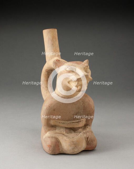 Handle Spout Vessel in the Form of a Cat Man, 100 B.C./A.D. 500. Creator: Unknown.