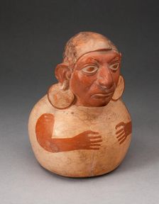 Handle Spout Vessel in the Form of a Figure with Modeled Head, Spout Missing, 100 B.C./A.D. 500. Creator: Unknown