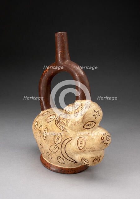 Handle Spout Vessel in the Form of a Potato with Painted Motifs, Probably Eyes, 100 B.C./A.D. 500. Creator: Unknown.