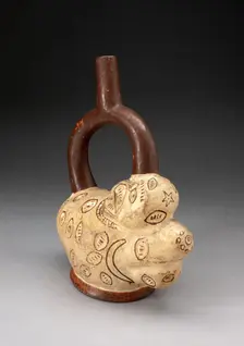 Handle Spout Vessel in the Form of a Potato with Painted Motifs, Probably Eyes, 100 B.C./A.D. 500. Creator: Unknown
