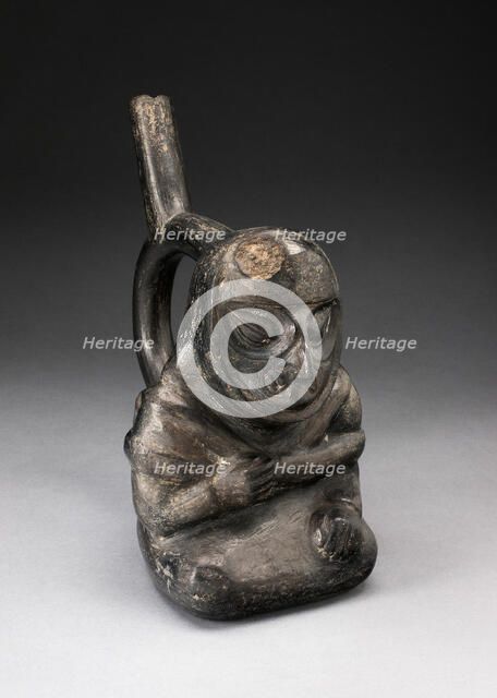 Handle Spout Vessel in the Form of a Seated Anthropomorphic Owl, 100 B.C./A.D. 500. Creator: Unknown.