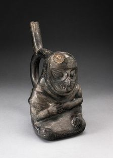 Handle Spout Vessel in the Form of a Seated Anthropomorphic Owl, 100 B.C./A.D. 500. Creator: Unknown