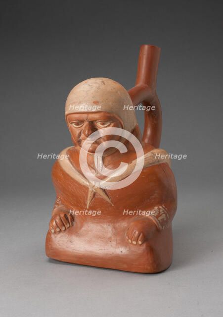 Handle Spout Vessel in the Form of a Seated Figure Wearing Tied Shawl, 100 B.C./A.D. 500. Creator: Unknown.