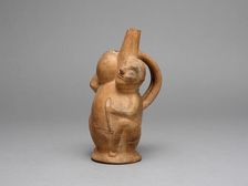 Handle Spout Vessel in the Form of a Seated Man Carrying a Jar, A.D. 700/1000. Creator: Unknown