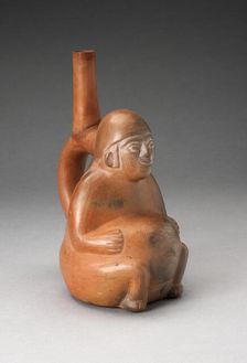 Handle Spout Vessel in the Form of a Seated Pregnant Woman, 100 B.C./A.D. 500. Creator: Unknown