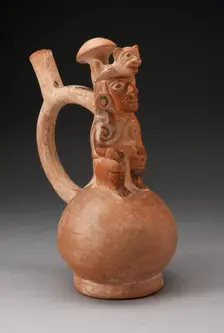 Handle Spout Vessel in the Form of a Seated Royal Figure, 100 B.C./A.D. 500. Creator: Unknown