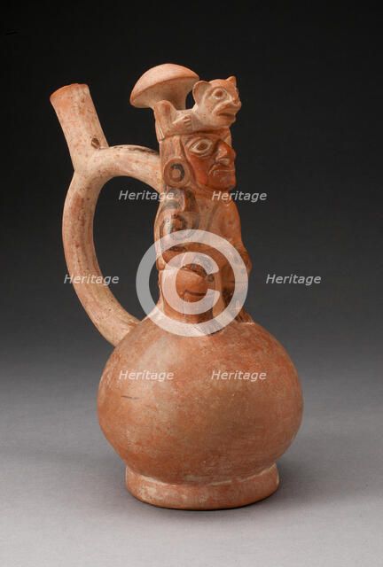 Handle Spout Vessel in the Form of a Seated Royal Figure, 100 B.C./A.D. 500. Creator: Unknown.