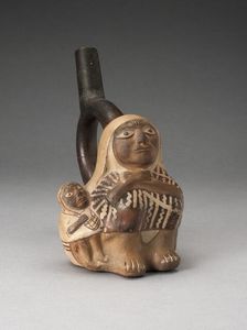 Handle Spout Vessel in the Form of a Woman and Child, 100 B.C./A.D. 500. Creator: Unknown