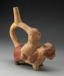 Handle Spout Vessel in the Form of a Woman Riding a Llama, 100 B.C./A.D. 500. Creator: Unknown