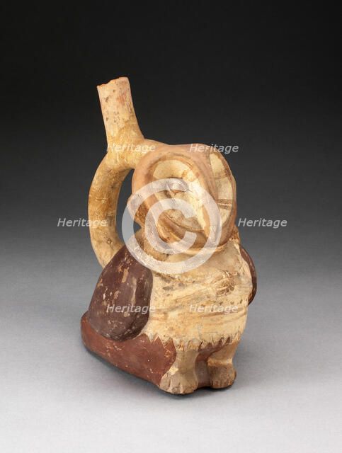 Handle Spout Vessel in the Form of an Anthropomorphic Owl with Clasped Hands, 100 B.C./A.D. 500. Creator: Unknown.