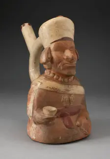 Handle Spout Vessel in the Form of Blind Man Holding a Cup, 100 B.C./A.D. 500. Creator: Unknown