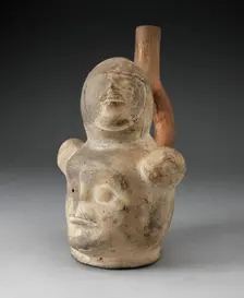 Handle Spout Vessel in the Form of Composite Human Heads with Physical Deformaties, 100 BC/AD500. Creator: Unknown