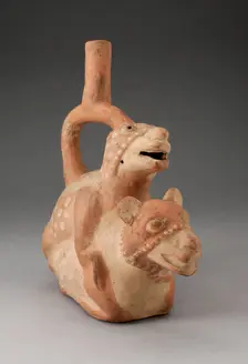 Handle Spout Vessel in Form of Mating Llamas, 100 B.C./A.D. 500. Creator: Unknown
