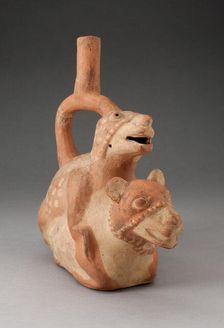 Handle Spout Vessel in Form of Mating Llamas, 100 B.C./A.D. 500. Creator: Unknown