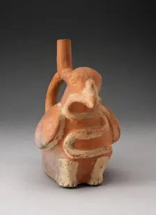 Handle Spout Vessel in Form of a Bird Eating a Snake, 100 B.C./A.D. 500. Creator: Unknown