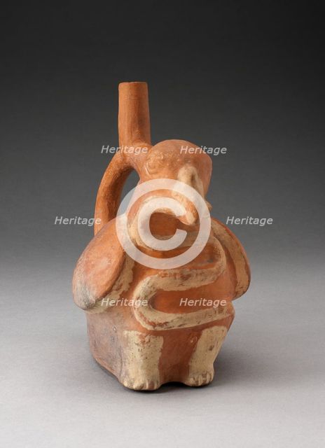 Handle Spout Vessel in Form of a Bird Eating a Snake, 100 B.C./A.D. 500. Creator: Unknown.