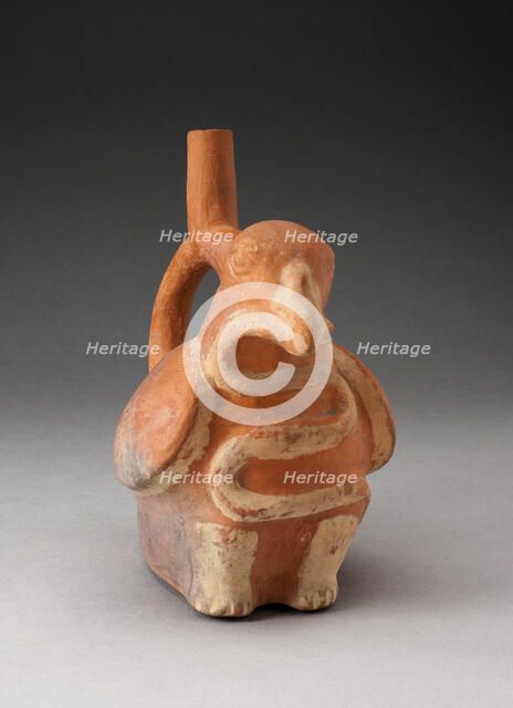 Handle Spout Vessel in Form of a Bird Eating a Snake, 100 B.C./A.D. 500. Creator: Unknown.