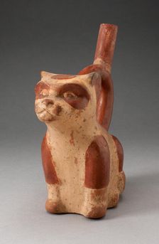 Handle Spout Vessel in Form of a Feline, 100 B.C./A.D. 500. Creator: Unknown