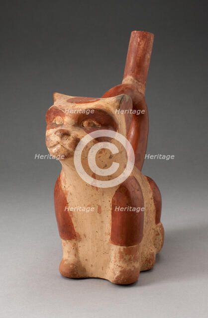 Handle Spout Vessel in Form of a Feline, 100 B.C./A.D. 500. Creator: Unknown.