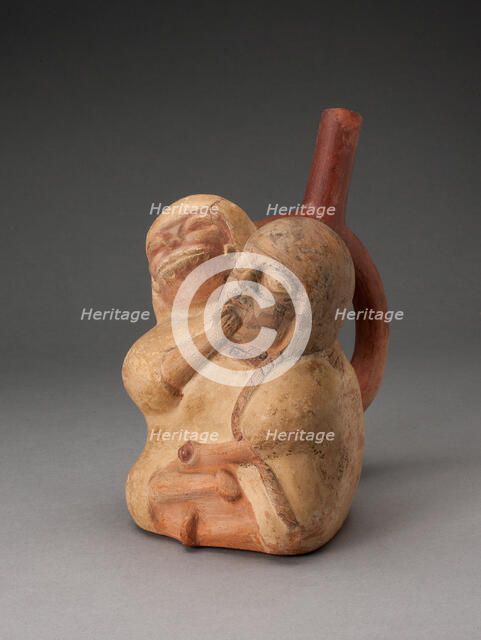 Handle Spout Vessel in Form of a Female and Skeletal Figure in an Erotic Embrace, 100 B.C./A.D. 500. Creator: Unknown.