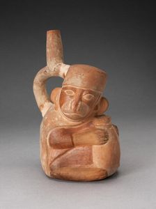 Handle Spout Vessel in Form of a Monkey Holding a Jar, 100 B.C./A.D. 500. Creator: Unknown