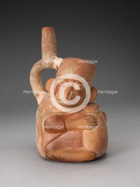 Handle Spout Vessel in Form of a Monkey Holding a Jar, 100 B.C./A.D. 500. Creator: Unknown.