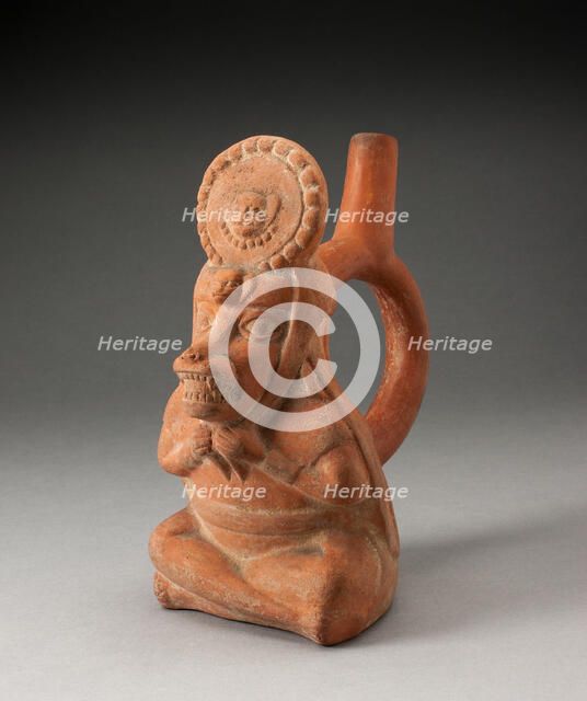 Handle Spout Vessel in Form of a Royal Messenger with the Head of a Fox, 100 B.C./A.D. 500. Creator: Unknown.