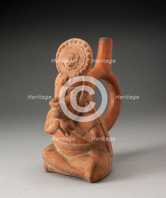 Handle Spout Vessel in Form of a Royal Messenger with the Head of a Fox, 100 B.C./A.D. 500. Creator: Unknown.
