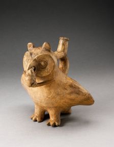 Handle Spout Vessel in Form of an Owl Eating a Mouse, 100 B.C./A.D. 500. Creator: Unknown