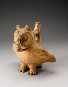 Handle Spout Vessel in Form of an Owl Eating a Mouse, 100 B.C./A.D. 500. Creator: Unknown