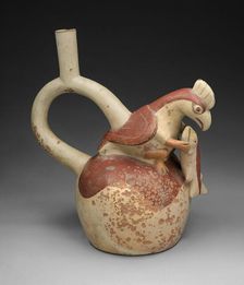 Handle Spout Vessel in Form of an Anthropomorphic Bird Grasping a Fish, 100 B.C./A.D. 500. Creator: Unknown