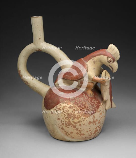 Handle Spout Vessel in Form of an Anthropomorphic Bird Grasping a Fish, 100 B.C./A.D. 500. Creator: Unknown.