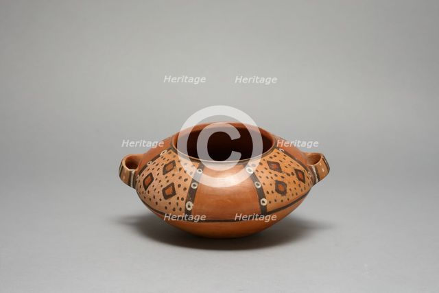 Handled Bowl with Panels of Geometric Motifs, c. A.D. 500/700. Creator: Unknown.