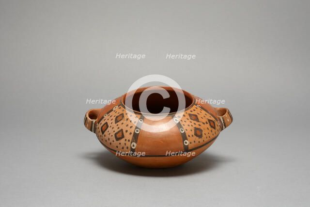 Handled Bowl with Panels of Geometric Motifs, c. A.D. 500/700. Creator: Unknown.