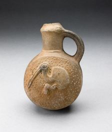Handled Brownware Jug with Bird Impressed on Side, A.D. 1000/1400. Creator: Unknown