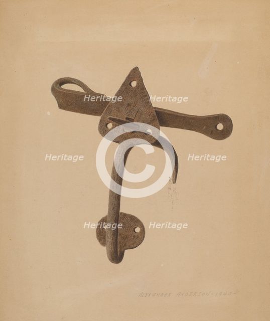 Handled Door Latch, 1940. Creator: Alexander Anderson.