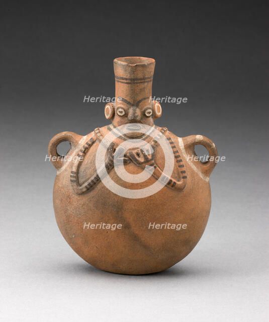 Handled Flask Depicting Abstract Figure, A.D. 500/800. Creator: Unknown.