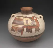 Handled Jar Depicing Abstract Bird, 180 B.C./A.D. 500. Creator: Unknown