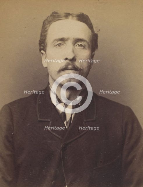 Handrock. Frédéric(k). Vilhem. 34 ans, né à Lyeck (Allemagne). Doreur sur bois. Anarchiste..., 1894. Creator: Alphonse Bertillon.