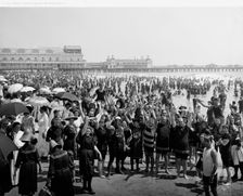 Hands up on the beach at Atlantic City, N.J., between 1900 and 1920. Creator: Unknown