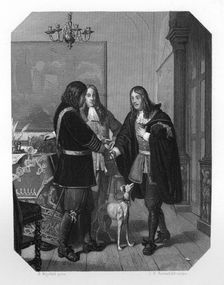 Handshake between Cornelis Tromp and Michiel de Ruyter, 17th century (c1870). Artist: JH Rennefeld