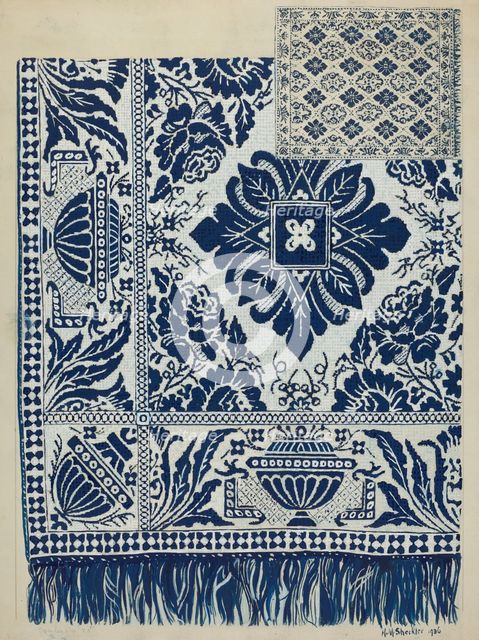 Handwoven Coverlet, 1936. Creator: Hazel Sheckler.