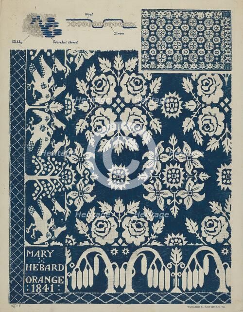 Handwoven Coverlet, 1936. Creator: Howard H. Sherman.