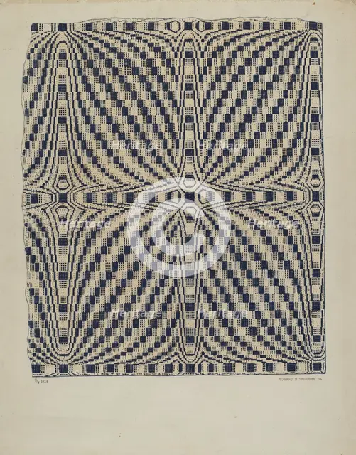 Handwoven Coverlet, 1936. Creator: Howard H. Sherman.