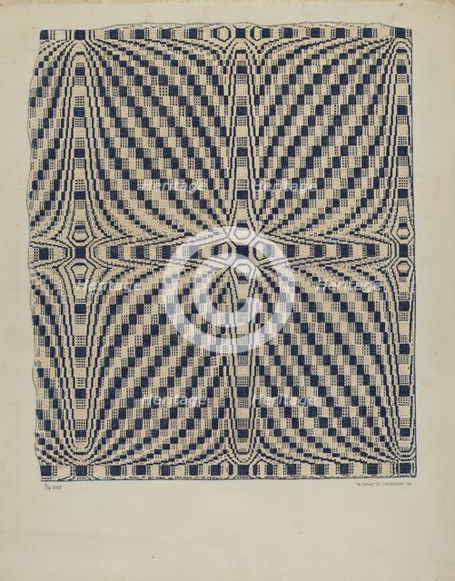 Handwoven Coverlet, 1936. Creator: Howard H. Sherman.
