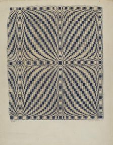 Handwoven Coverlet, 1936. Creator: Howard H. Sherman