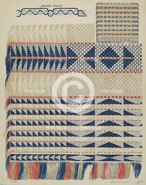 Handwoven Coverlet, 1936. Creator: Howard H. Sherman.
